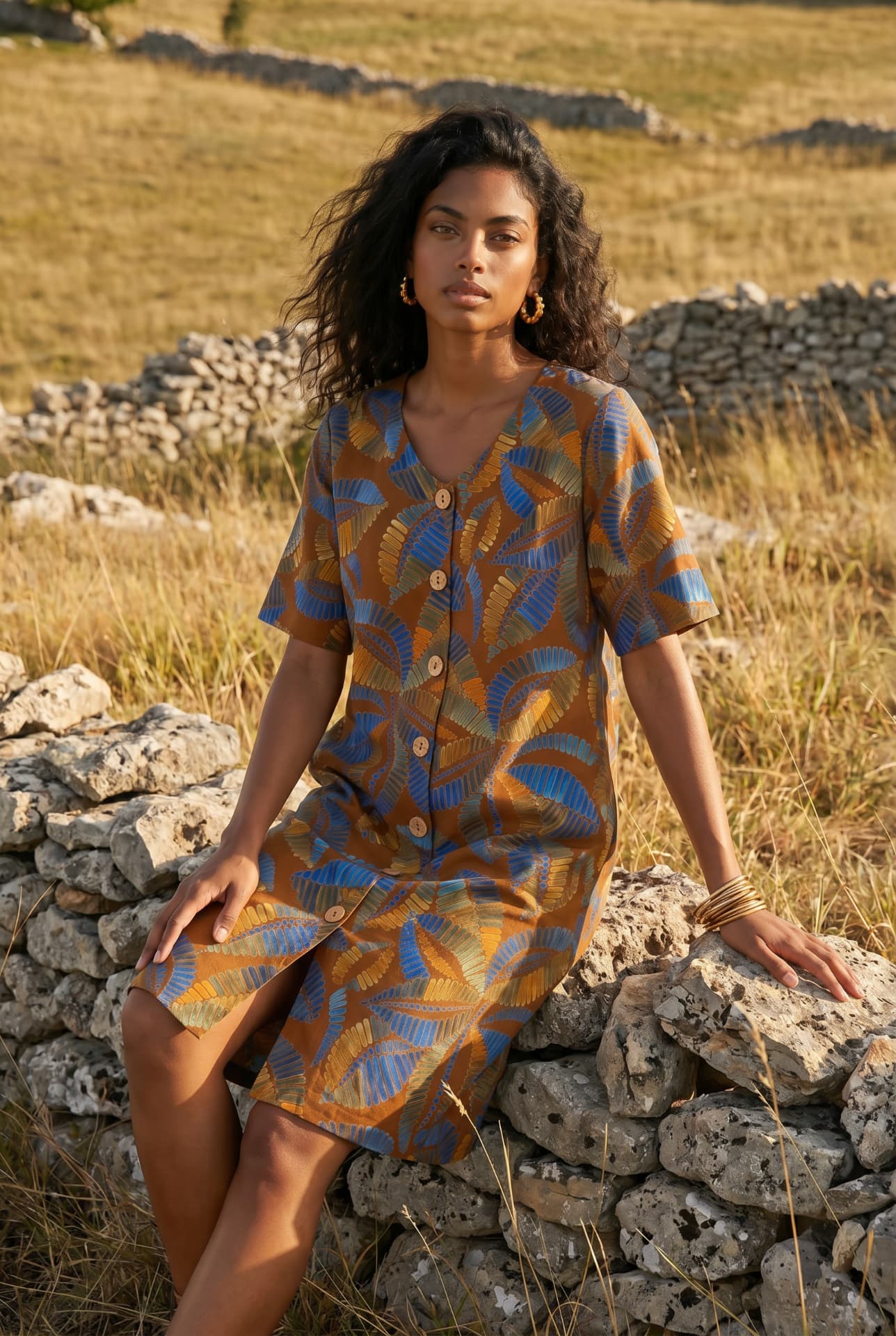 Amadine Urban Chic — Stampa foglie — muretto a secco