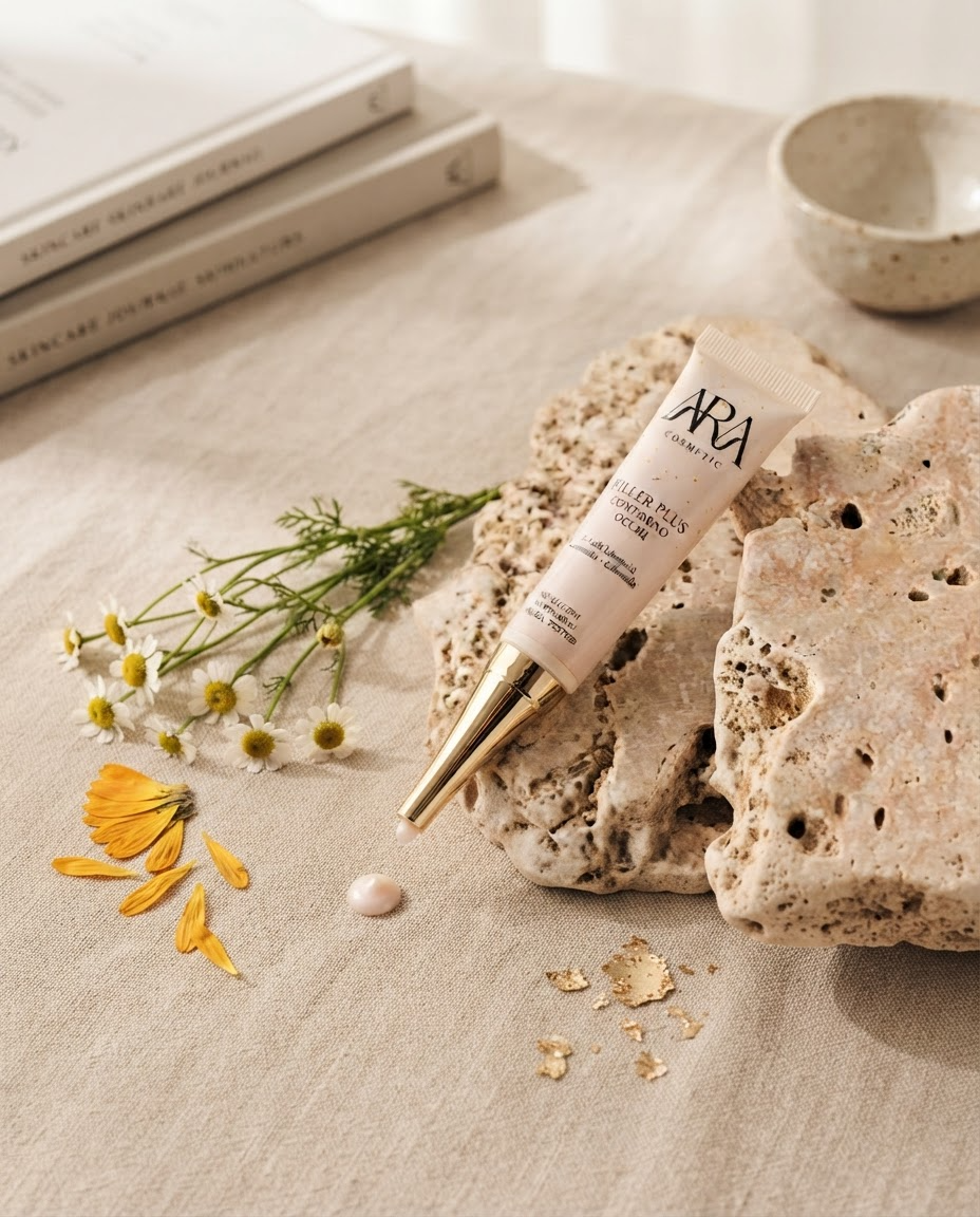 Ara Cosmetici — Filler Plus contorno occhi — camomilla e lino · social