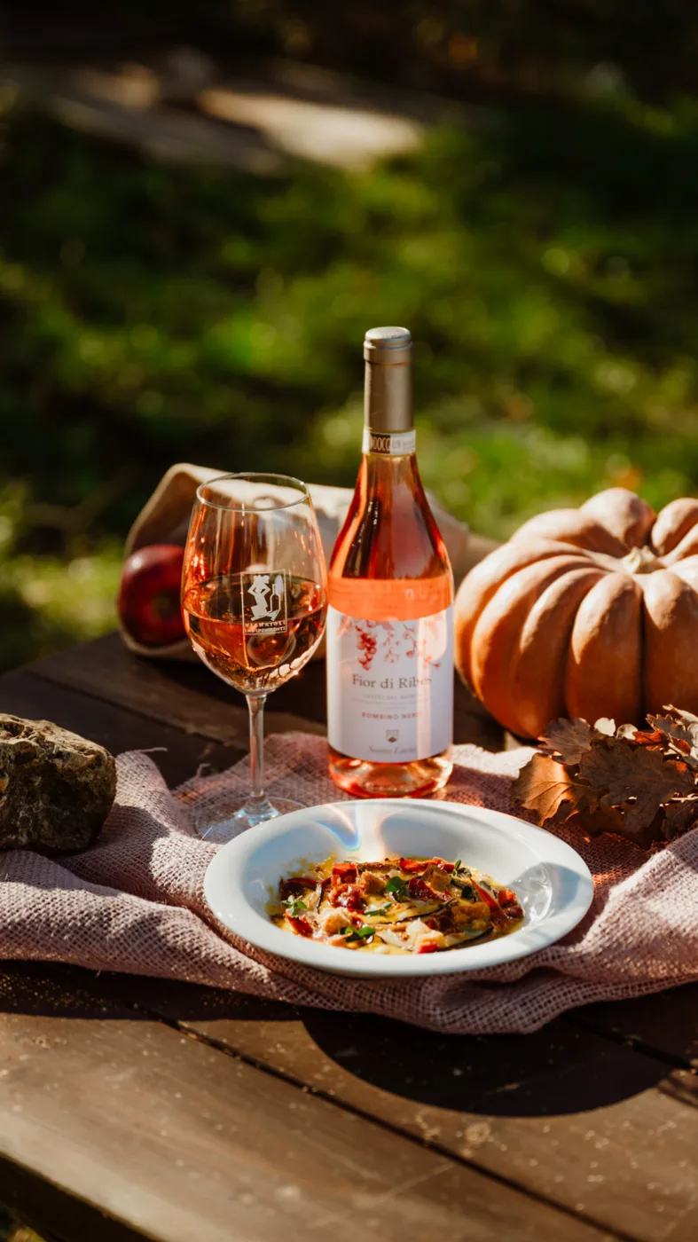 Fior di Ribes rosé con piatto autunnale all’aperto