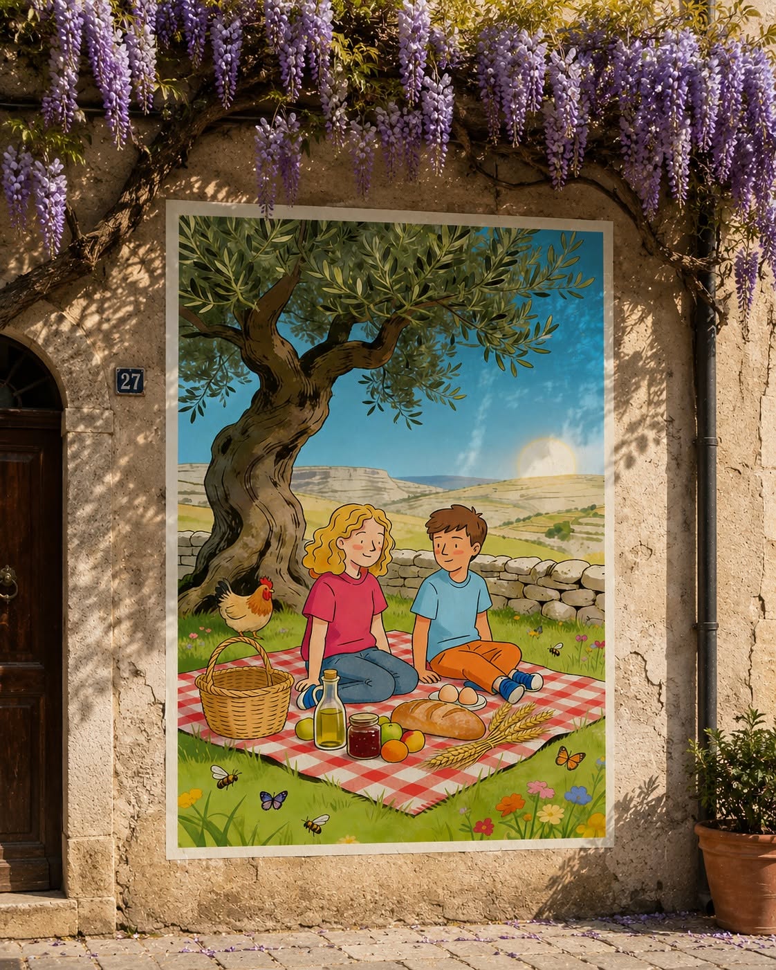 Illustrazione campagna Festa dell'Europa — picnic sotto l'ulivo