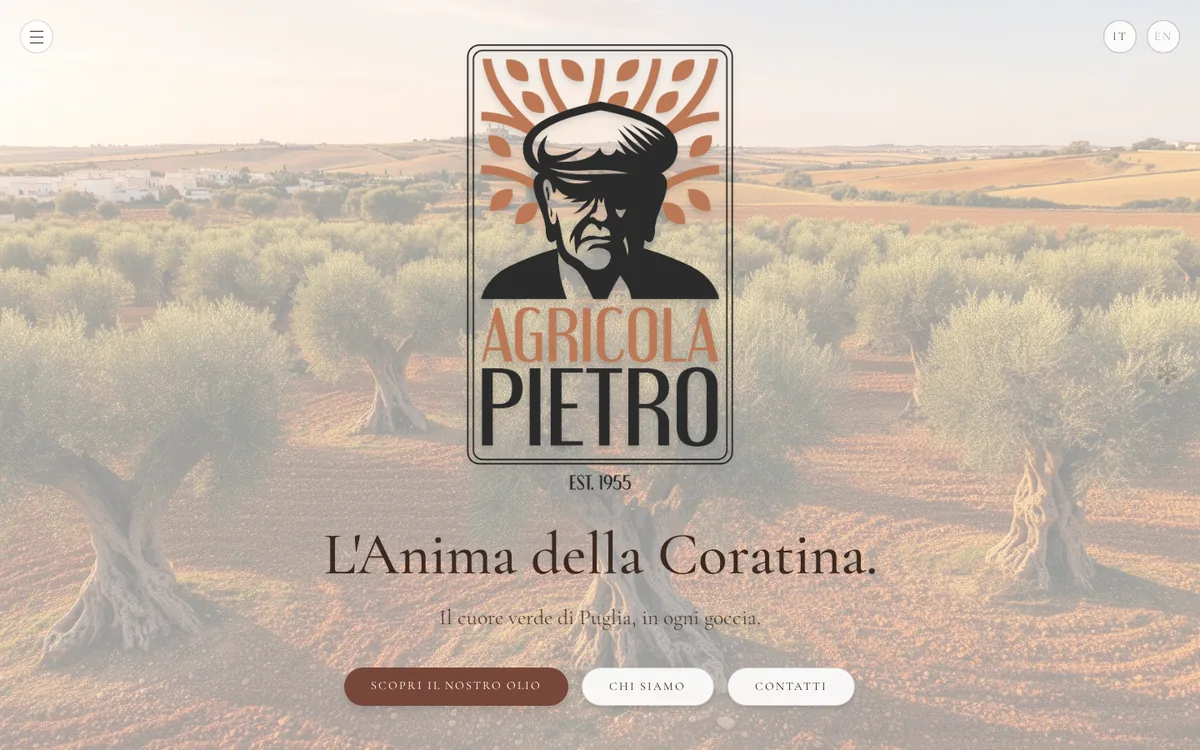 Screenshot del sito Agricola Pietro realizzato da Digital Peppers