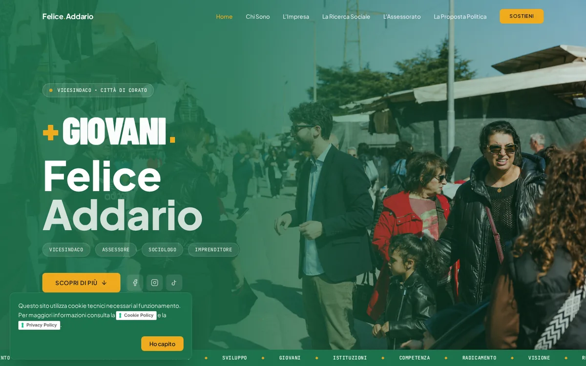 Screenshot del sito Felice Addario realizzato da Digital Peppers