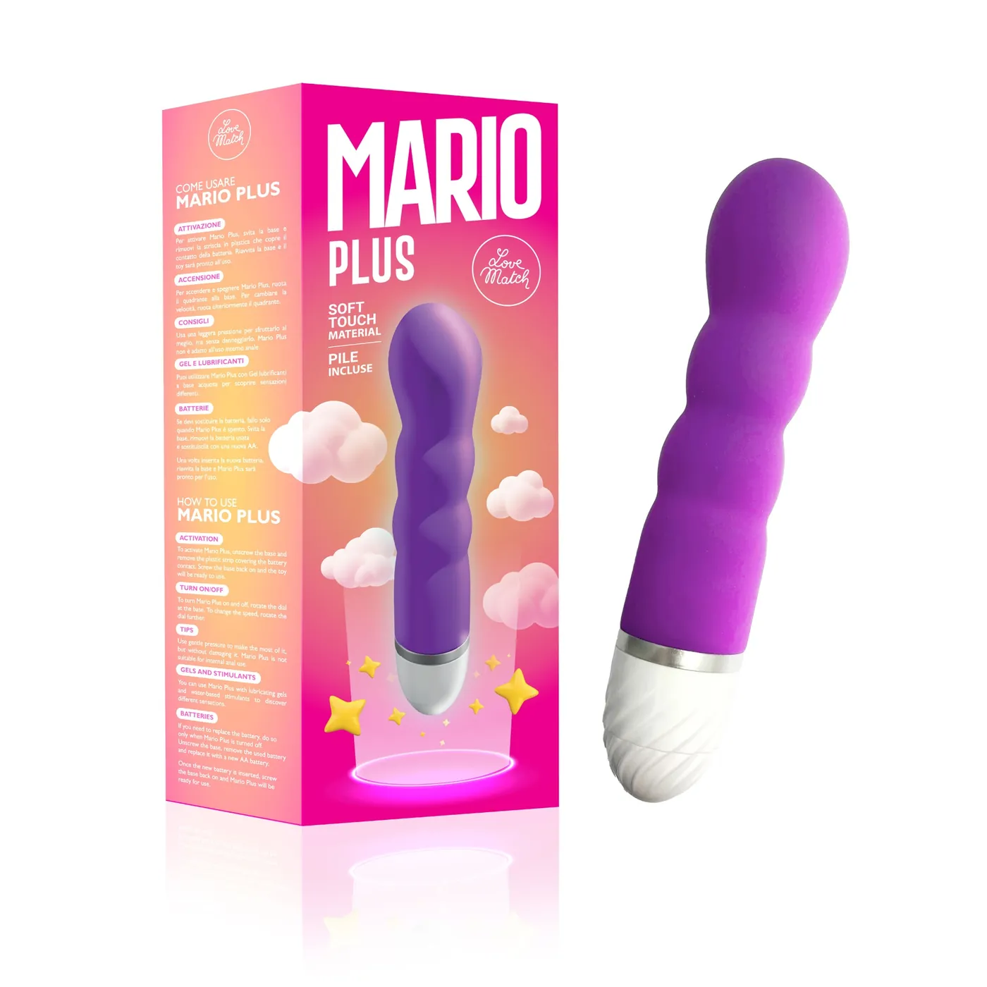 Packaging design elegante per Love Match Mario Plus - design moderno e discreto