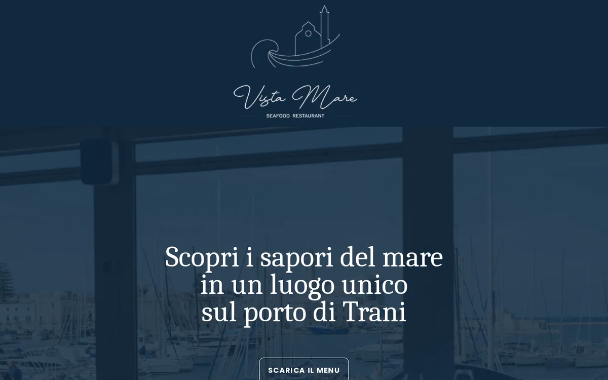 Screenshot del sito Vista Mare · Seafood Restaurant realizzato da Digital Peppers